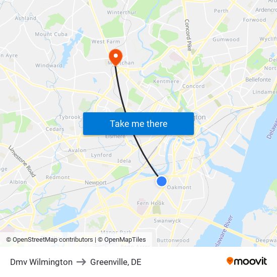 Dmv Wilmington to Greenville, DE map