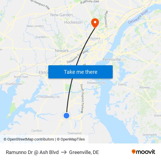 Ramunno Dr @ Ash Blvd to Greenville, DE map