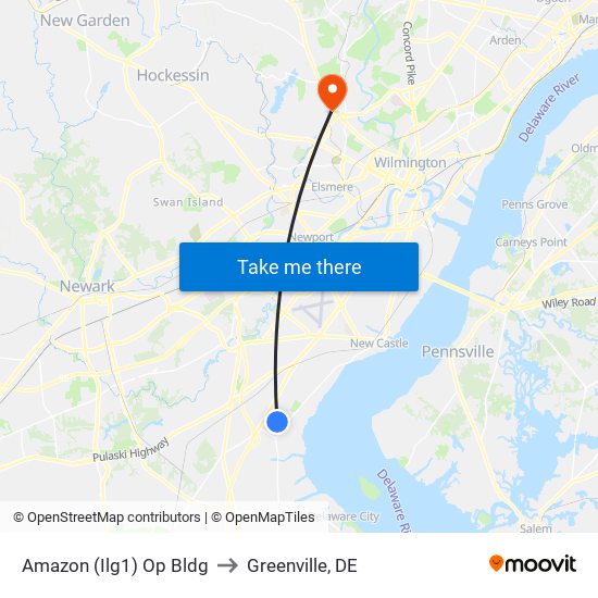 Amazon (Ilg1) Op Bldg to Greenville, DE map