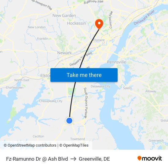 Fz-Ramunno Dr @ Ash Blvd to Greenville, DE map