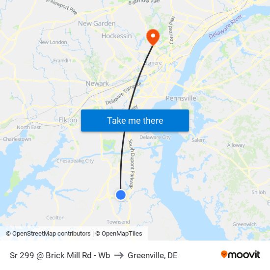 Sr 299 @ Brick Mill Rd - Wb to Greenville, DE map