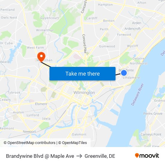 Brandywine Blvd @ Maple Ave to Greenville, DE map