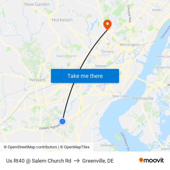 Us Rt40 @ Salem Church Rd to Greenville, DE map