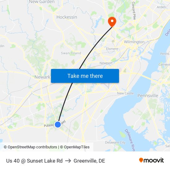 Us 40 @ Sunset Lake Rd to Greenville, DE map