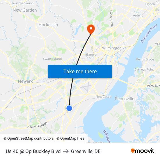 Us 40 @ Op Buckley Blvd to Greenville, DE map