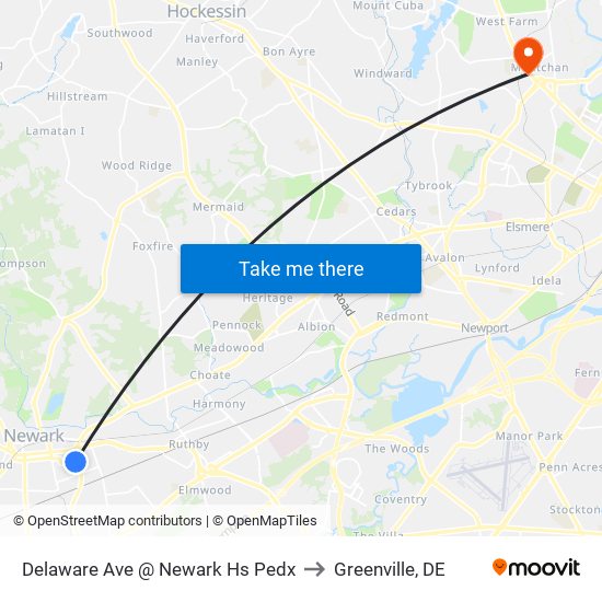 Delaware Ave @ Newark Hs Pedx to Greenville, DE map