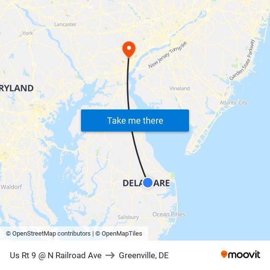 Us Rt 9 @ N Railroad Ave to Greenville, DE map