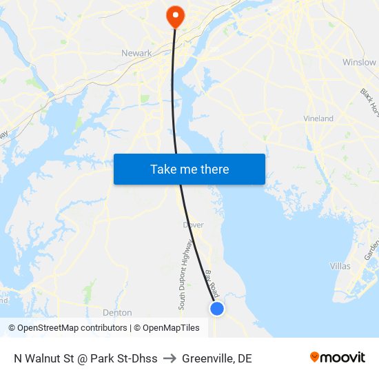 N Walnut St @ Park St-Dhss to Greenville, DE map