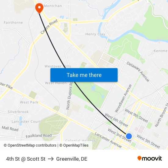 4th St @ Scott St to Greenville, DE map