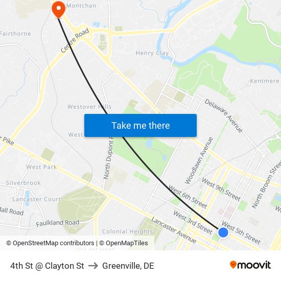 4th St @ Clayton St to Greenville, DE map