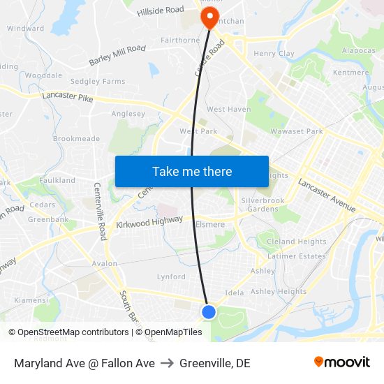 Maryland Ave @ Fallon Ave to Greenville, DE map