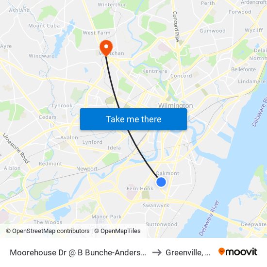 Moorehouse Dr @ B Bunche-Anderson to Greenville, DE map
