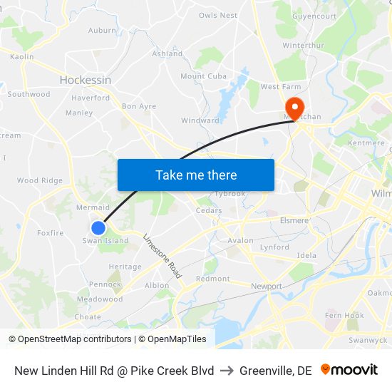 New Linden Hill Rd @ Pike Creek Blvd to Greenville, DE map