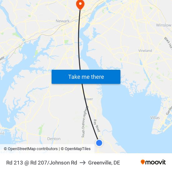 Rd 213 @ Rd 207/Johnson Rd to Greenville, DE map