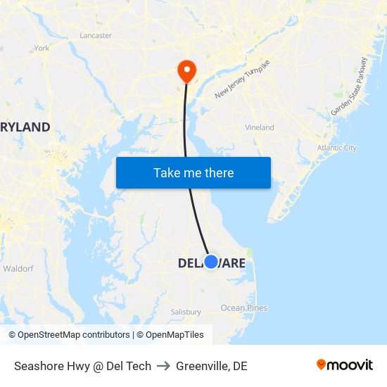 Seashore Hwy @ Del Tech to Greenville, DE map