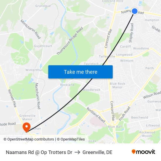 Naamans Rd @ Op Trotters Dr to Greenville, DE map