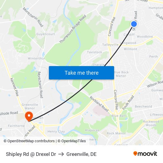 Shipley Rd @ Drexel Dr to Greenville, DE map