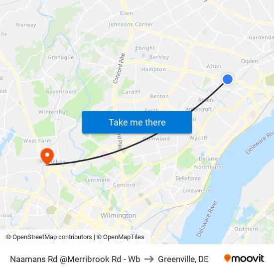 Naamans Rd @Merribrook Rd - Wb to Greenville, DE map