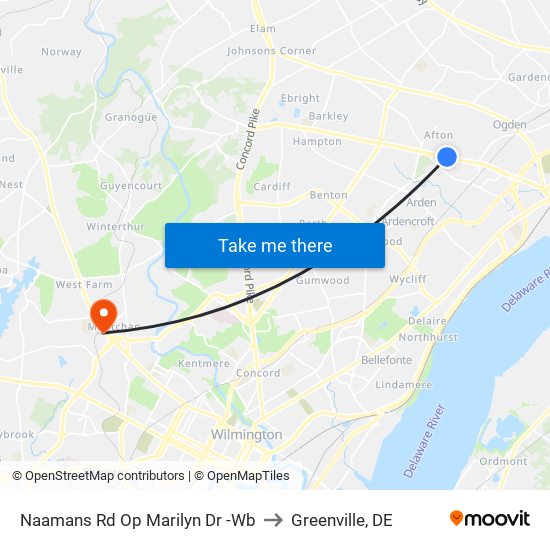 Naamans Rd Op Marilyn Dr -Wb to Greenville, DE map