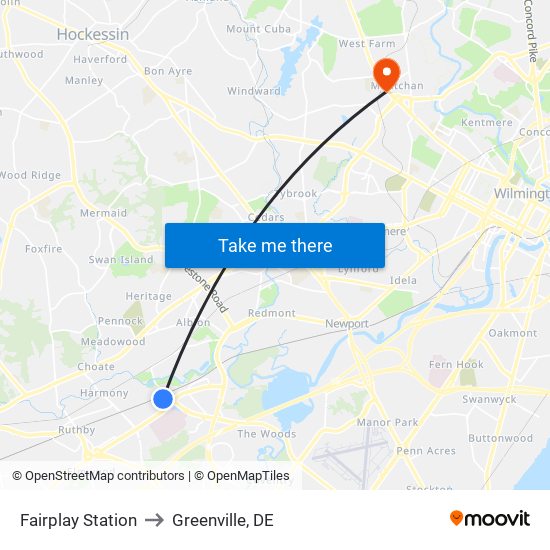 Fairplay Station to Greenville, DE map