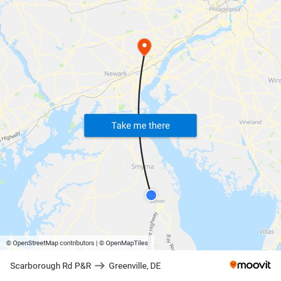 Scarborough Rd P&R to Greenville, DE map