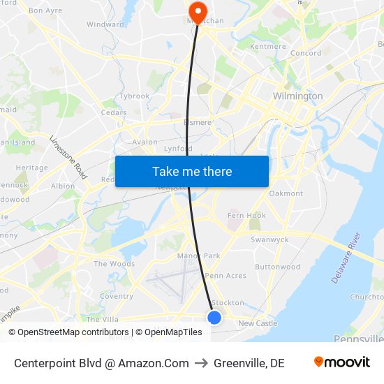 Centerpoint Blvd @ Amazon.Com to Greenville, DE map