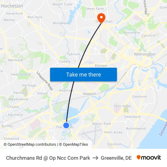 Churchmans Rd @ Op Ncc Com Park to Greenville, DE map