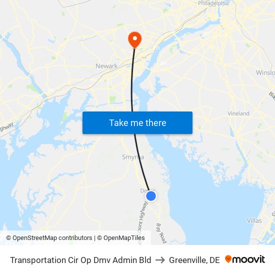 Transportation Cir Op Dmv Admin Bld to Greenville, DE map