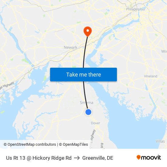 Us Rt 13 @ Hickory Ridge Rd to Greenville, DE map