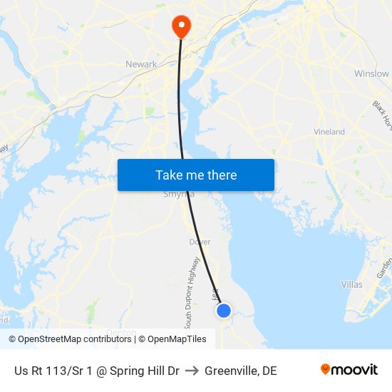 Us Rt 113/Sr 1 @ Spring Hill Dr to Greenville, DE map