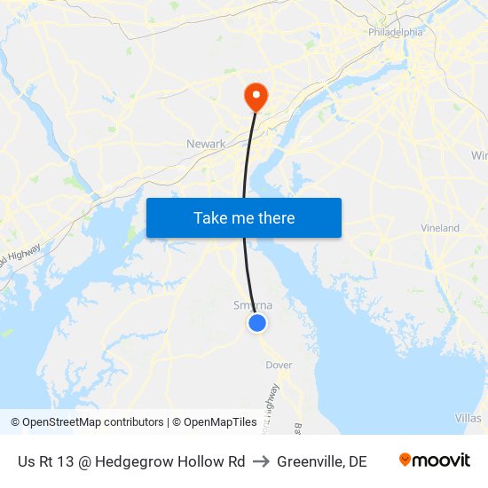 Us Rt 13 @ Hedgegrow Hollow Rd to Greenville, DE map