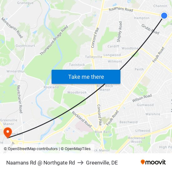 Naamans Rd @ Northgate Rd to Greenville, DE map