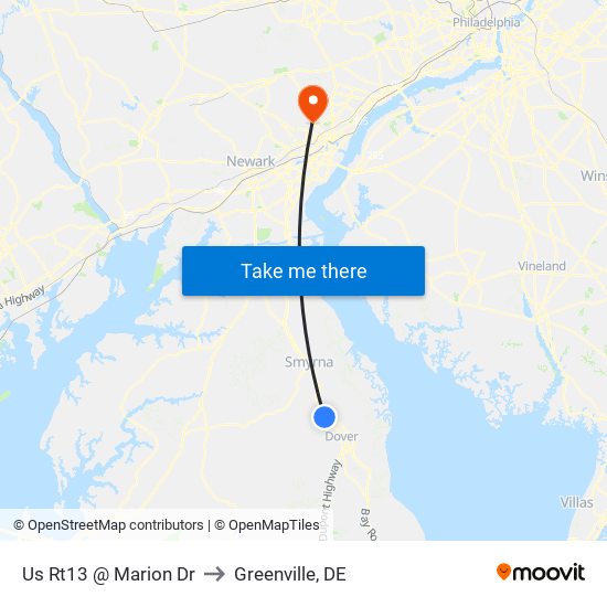 Us Rt13 @ Marion Dr to Greenville, DE map