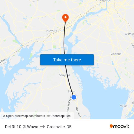 Del Rt 10 @ Wawa to Greenville, DE map