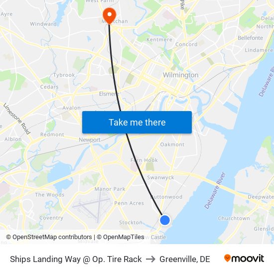 Ships Landing Way @ Op. Tire Rack to Greenville, DE map