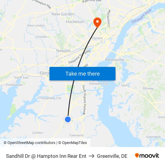 Sandhill Dr @ Hampton Inn Rear Ent to Greenville, DE map