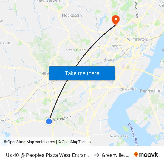 Us 40 @ Peoples Plaza West Entrance to Greenville, DE map