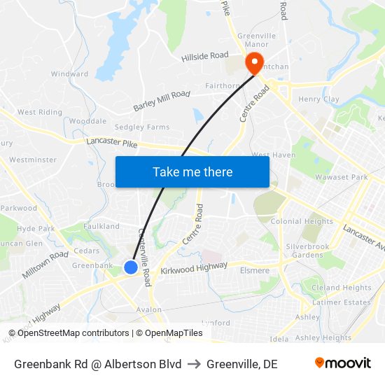 Greenbank Rd @ Albertson Blvd to Greenville, DE map