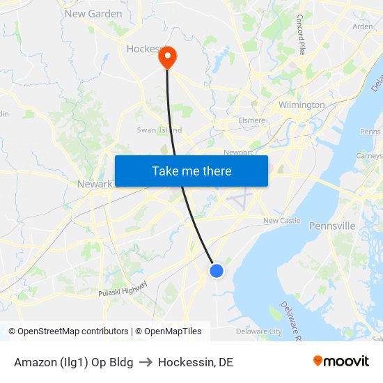 Amazon (Ilg1) Op Bldg to Hockessin, DE map