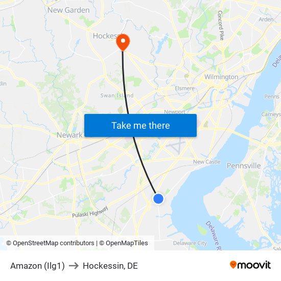 Amazon (Ilg1) to Hockessin, DE map