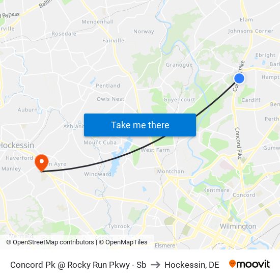 Concord Pk @ Rocky Run Pkwy - Sb to Hockessin, DE map