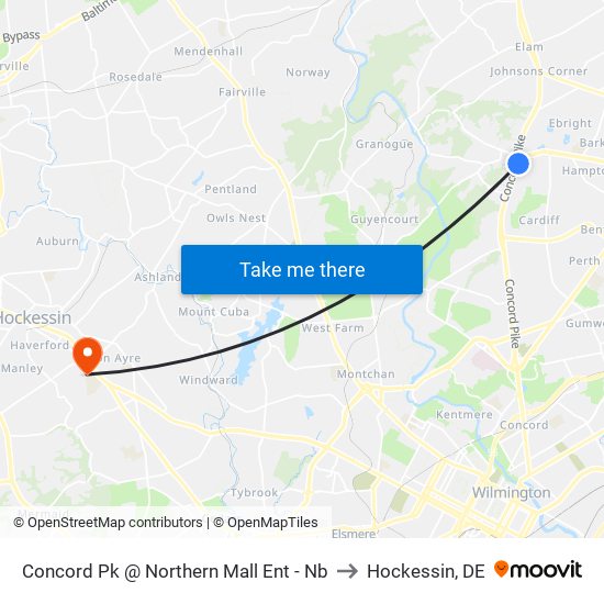 Concord Pk @ Northern Mall Ent - Nb to Hockessin, DE map