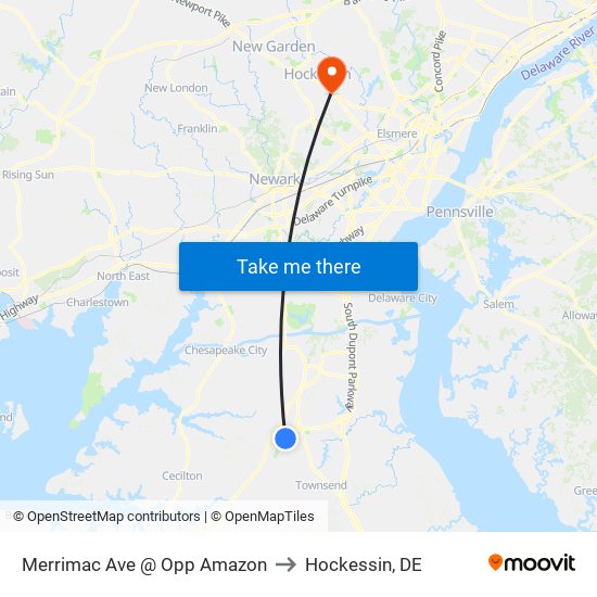 Merrimac Ave @ Opp Amazon to Hockessin, DE map