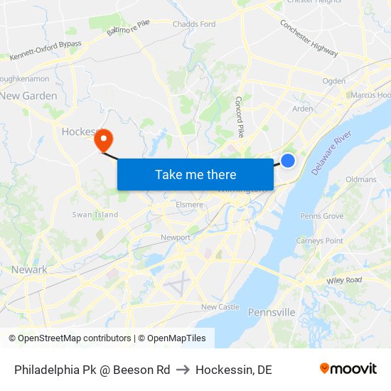 Philadelphia Pk @ Beeson Rd to Hockessin, DE map