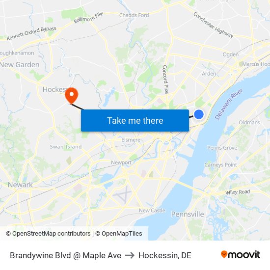 Brandywine Blvd @ Maple Ave to Hockessin, DE map