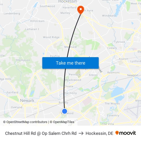 Chestnut Hill Rd @ Op Salem Chrh Rd to Hockessin, DE map