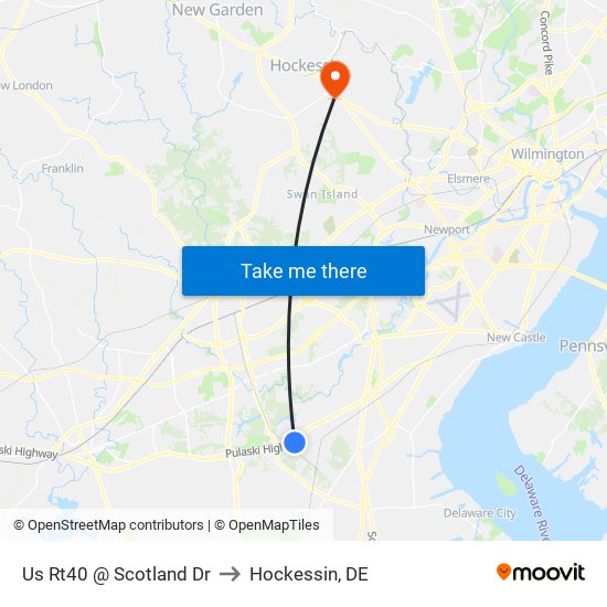 Us Rt40 @ Scotland Dr to Hockessin, DE map