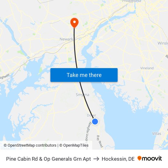 Pine Cabin Rd & Op Generals Grn Apt to Hockessin, DE map