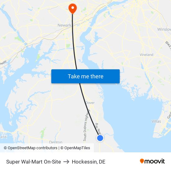 Super Wal-Mart On-Site to Hockessin, DE map