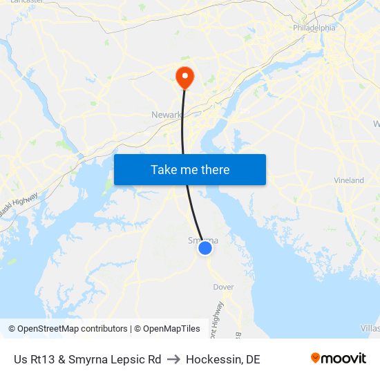 Us Rt13 @ Smyrna Lepsic Rd to Hockessin, DE map